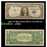 1957 $1 Blue Seal Silver Certificate Grades vf+