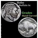 Hobo Buffalo Nickel 5c Grades Hand Carved