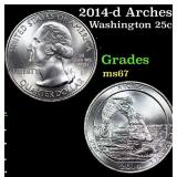 2014-d Arches Washington Quarter 25c Grades GEM++