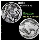 Hobo Buffalo Nickel 5c Grades Hand Carved