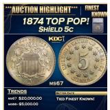 ***Major Highlight*** 1874 Shield Nickel TOP POP!