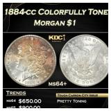 1884-cc Morgan Dollar Colorfully Toned $1 ms64+ PC