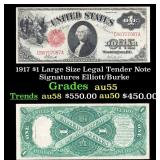 1917 $1 Large Size Legal Tender Note Grades Choice