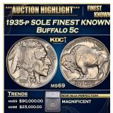 ***Major Highlight*** 1935-p Buffalo Nickel SOLE F