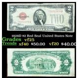 1928D $2 Red Seal United States Note Grades vf+