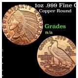 1oz .999 Fine Copper Bullion Round - Indian Gold C