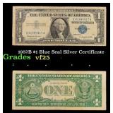 1957B $1 Blue Seal Silver Certificate Grades vf+