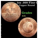 1oz .999 Fine Copper Bullion Round - Apollo 11 Sty