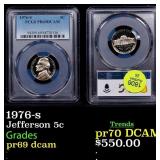 PCGS 1976-s Proof Jefferson Nickel 5c Graded pr69