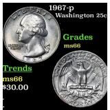 1967-p Washington Quarter 25c Grades GEM+ Unc