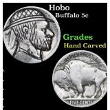 Hobo Buffalo Nickel 5c Grades Hand Carved