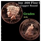 1oz .999 Fine Copper Bullion Round - Peace Dollar