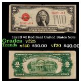 1928D $2 Red Seal United States Note Grades vf+