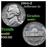 1964-d Jefferson Nickel 5c Grades GEM+ Unc