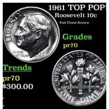 1961 Proof Roosevelt Dime TOP POP! 10c Graded pr70