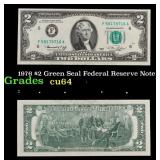 1976 $2 Green Seal Federal Reserve Note Grades Cho