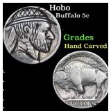 Hobo Buffalo Nickel 5c Grades Hand Carved