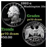 1992-s Proof Washington Quarter 25c Grades GEM++ P