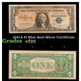 1957A $1 Blue Seal Silver Certificate Grades vf+