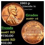 1961-p Lincoln Cent 1c Grades GEM++ RD