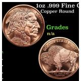 1oz .999 Fine Copper Bullion Round - Buffalo Nicke