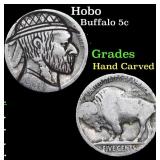 Hobo Buffalo Nickel 5c Grades Hand Carved