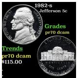 1982-s Proof Jefferson Nickel 5c pr70 dcam SEGS