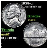 1959-d Jefferson Nickel 5c Grades GEM++ Unc