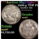 ***Major Highlight*** 1906-p Barber Dime TOP POP!