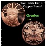 1oz .999 Fine Copper Bullion Round - Statue of Lib