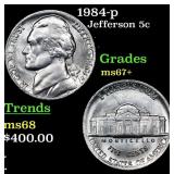 1984-p Jefferson Nickel 5c Grades Gem++ Unc