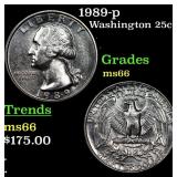 1989-p Washington Quarter 25c Grades GEM+ Unc