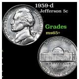 1959-d Jefferson Nickel 5c Grades GEM+ Unc