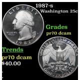 1987-s Proof Washington Quarter 25c Grades GEM++ P