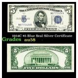 1934C $5 Blue Seal Silver Certificate Grades Choic