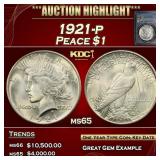 ***Major Highlight*** 1921-p Peace Dollar $1 ms65