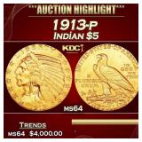 ***Major Highlight*** 1913-p Gold Indian Half Eagl