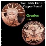 1oz .999 Fine Copper Bullion Round - Statue of Lib