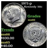 1971-p Kennedy Half Dollar 50c Grades GEM+ Unc