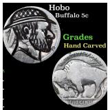 Hobo Buffalo Nickel 5c Grades Hand Carved