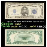 1934D $5 Blue Seal Silver Certificate Grades Choic