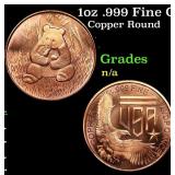 1oz .999 Fine Copper Bullion Round - Panda Style G