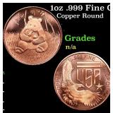 1oz .999 Fine Copper Bullion Round - Jackalope Sty