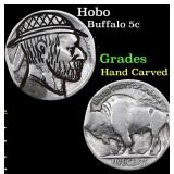 Hobo Buffalo Nickel 5c Grades Hand Carved