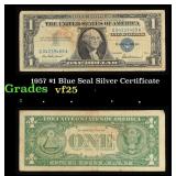 1957 $1 Blue Seal Silver Certificate Grades vf+