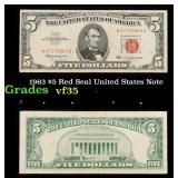 1963 $5 Red Seal United States Note Grades vf++