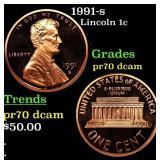 1991-s Proof Lincoln Cent 1c GEM++ Proof Deep Came