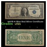 1957B $1 Blue Seal Silver Certificate Grades vf+