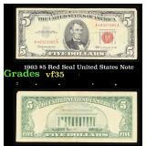 1963 $5 Red Seal United States Note Grades vf++