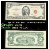 1963 $2 Red Seal United States Note Grades Gem CU